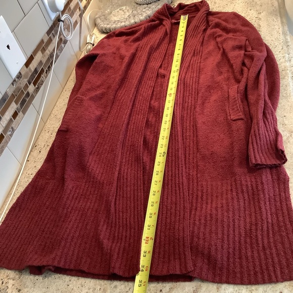 Barefoot Dreams Open Front Cardigan Sweater - Rust Burgundy Size Medium P - Picture 5 of 7
